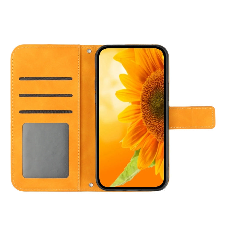 For Google Pixel 9 Skin Feel Sun Flower Embossed Flip Leather Phone Case with Lanyard(Yellow) - Google Cases by buy2fix | Online Shopping UK | buy2fix