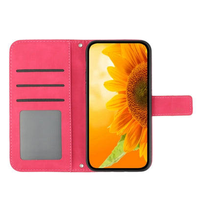 For Google Pixel 9 Pro XL Skin Feel Sun Flower Embossed Flip Leather Phone Case with Lanyard(Rose Red) - Google Cases by buy2fix | Online Shopping UK | buy2fix