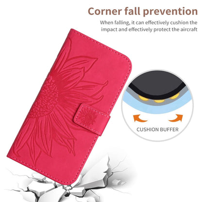 For Google Pixel 9 Pro XL Skin Feel Sun Flower Embossed Flip Leather Phone Case with Lanyard(Rose Red) - Google Cases by buy2fix | Online Shopping UK | buy2fix