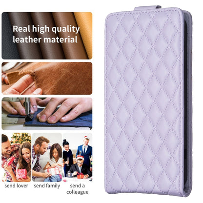 For iPhone 16 Diamond Lattice Vertical Flip Leather Phone Case(Purple) - iPhone 16 Cases by buy2fix | Online Shopping UK | buy2fix