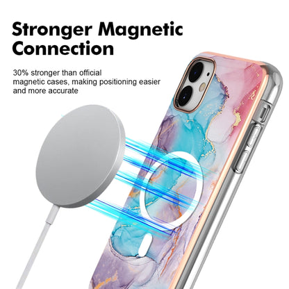 For iPhone 11 Marble Pattern Dual-side IMD Magsafe TPU Phone Case(Blue Marble) - iPhone 11 Cases by buy2fix | Online Shopping UK | buy2fix