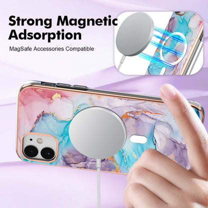 For iPhone 11 Marble Pattern Dual-side IMD Magsafe TPU Phone Case(Blue Marble) - iPhone 11 Cases by buy2fix | Online Shopping UK | buy2fix