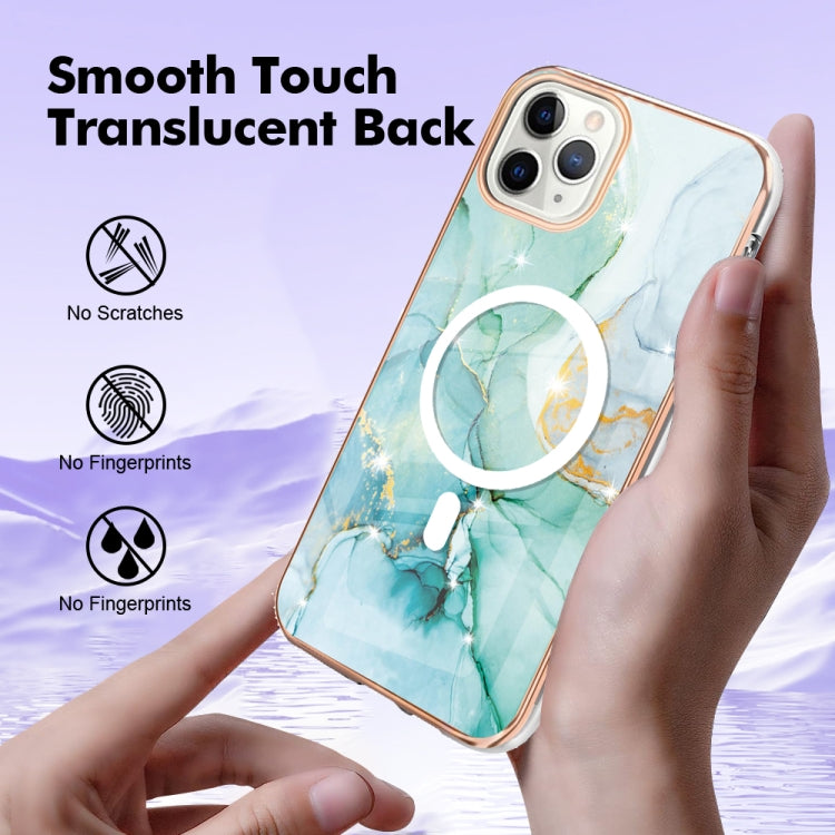 For iPhone 11 Pro Marble Pattern Dual-side IMD Magsafe TPU Phone Case(Green 003) - iPhone 11 Pro Cases by buy2fix | Online Shopping UK | buy2fix