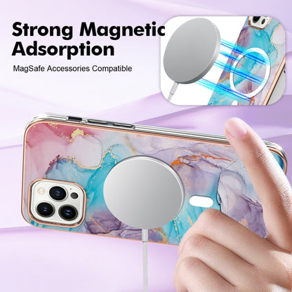 For iPhone 13 Pro Marble Pattern Dual-side IMD Magsafe TPU Phone Case(Blue Marble) - iPhone 13 Pro Cases by buy2fix | Online Shopping UK | buy2fix