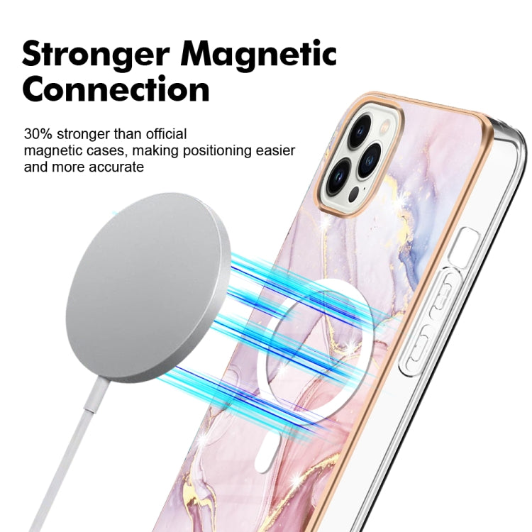 For iPhone 14 Pro Max Marble Pattern Dual-side IMD Magsafe TPU Phone Case(Rose Gold 005) - iPhone 14 Pro Max Cases by buy2fix | Online Shopping UK | buy2fix