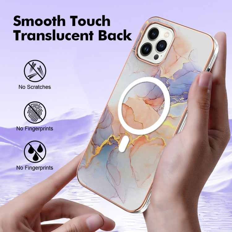 For iPhone 14 Pro Max Marble Pattern Dual-side IMD Magsafe TPU Phone Case(White Marble) - iPhone 14 Pro Max Cases by buy2fix | Online Shopping UK | buy2fix