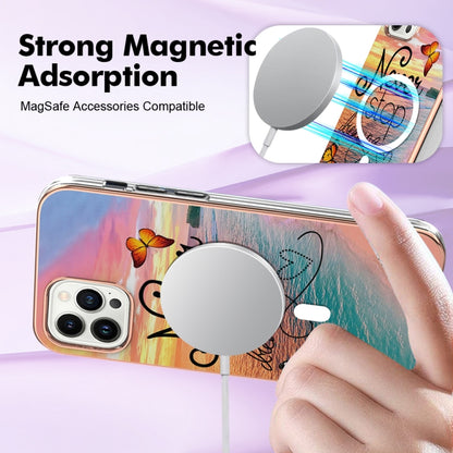 For iPhone 15 Pro Marble Pattern Dual-side IMD Magsafe TPU Phone Case(Dream Butterfly) - iPhone 15 Pro Cases by buy2fix | Online Shopping UK | buy2fix