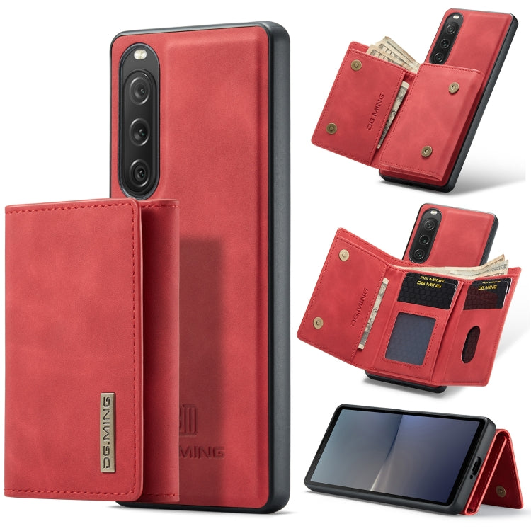 For Sony Xperia 10 V DG.MING M1 Series 3-Fold Multi Card Wallet + Magnetic Phone Case(Red) - Sony Cases by DG.MING | Online Shopping UK | buy2fix