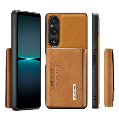 For Sony Xperia 1 V DG.MING M2 Series 3-Fold Multi Card Bag + Magnetic Phone Case(Brown) - Sony Cases by DG.MING | Online Shopping UK | buy2fix