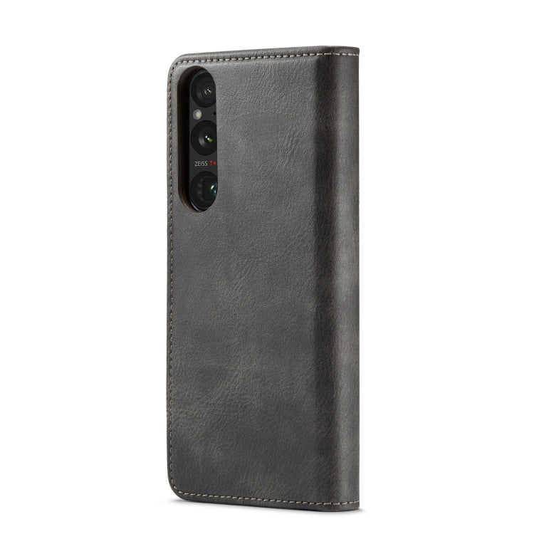 For Sony Xperia 1 V DG.MING Crazy Horse Texture Detachable Magnetic Leather Phone Case(Grey) - Sony Cases by DG.MING | Online Shopping UK | buy2fix