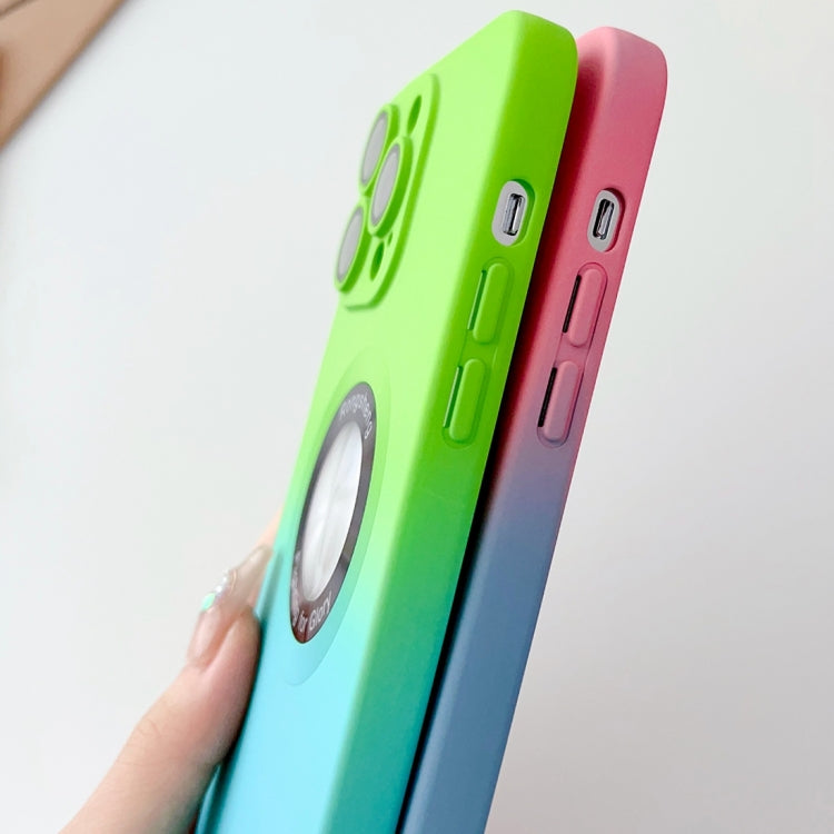 For iPhone 13 Pro Two-color Gradient MagSafe TPU Phone Case(Green+Blue) - iPhone 13 Pro Cases by buy2fix | Online Shopping UK | buy2fix