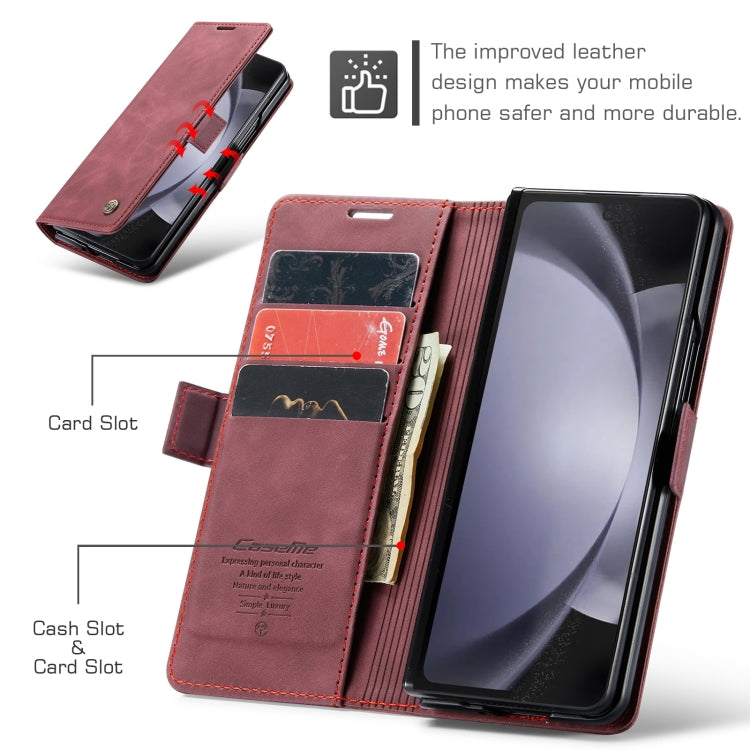 For Samsung Galaxy Z Fold5 CaseMe-013 Multifunctional Retro Frosted Leather Phone Case(Wine Red) - Galaxy Z Fold5 Cases by CaseMe | Online Shopping UK | buy2fix