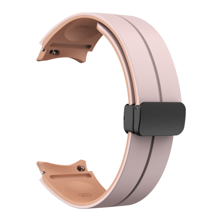 For Samsung Galaxy Watch 6 / 6 Classic Dual Color Magnetic Folding Buckle Silicone Watch Band(Pink+Rose Whisper) - Watch Bands by buy2fix | Online Shopping UK | buy2fix