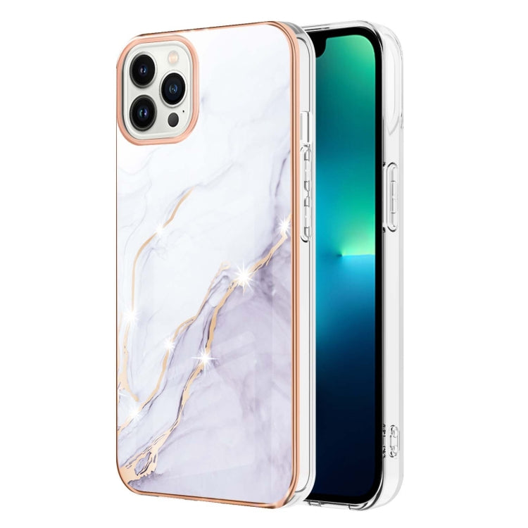 For iPhone 16 Pro Max Electroplating Marble Pattern Dual-side IMD TPU Shockproof Phone Case (White 006) - iPhone 16 Pro Max Cases by buy2fix | Online Shopping UK | buy2fix