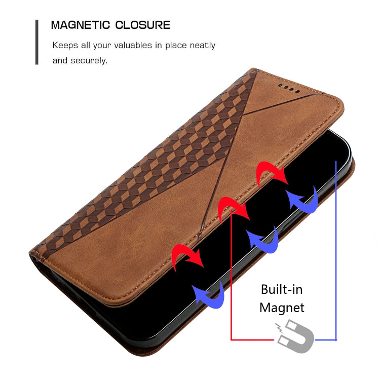 For Samsung Galaxy S23 FE 5G Diamond Splicing Skin Feel Magnetic Leather Phone Case(Brown) - Galaxy S23 FE 5G Cases by buy2fix | Online Shopping UK | buy2fix