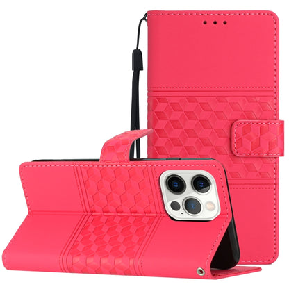 For iPhone 16 Pro Diamond Embossed Skin Feel Leather Phone Case(Red) - iPhone 16 Pro Cases by buy2fix | Online Shopping UK | buy2fix