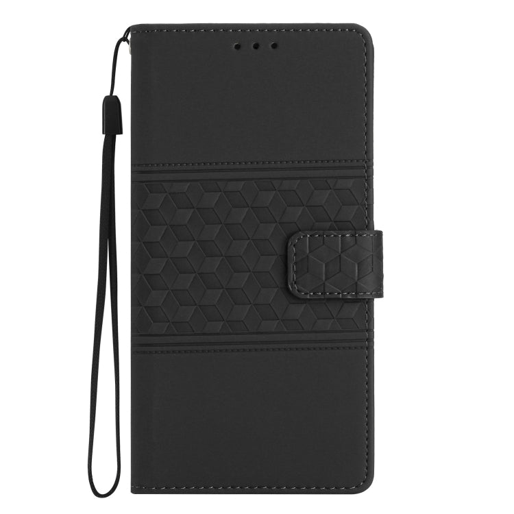 For iPhone 16 Pro Max Diamond Embossed Skin Feel Leather Phone Case(Black) - iPhone 16 Pro Max Cases by buy2fix | Online Shopping UK | buy2fix