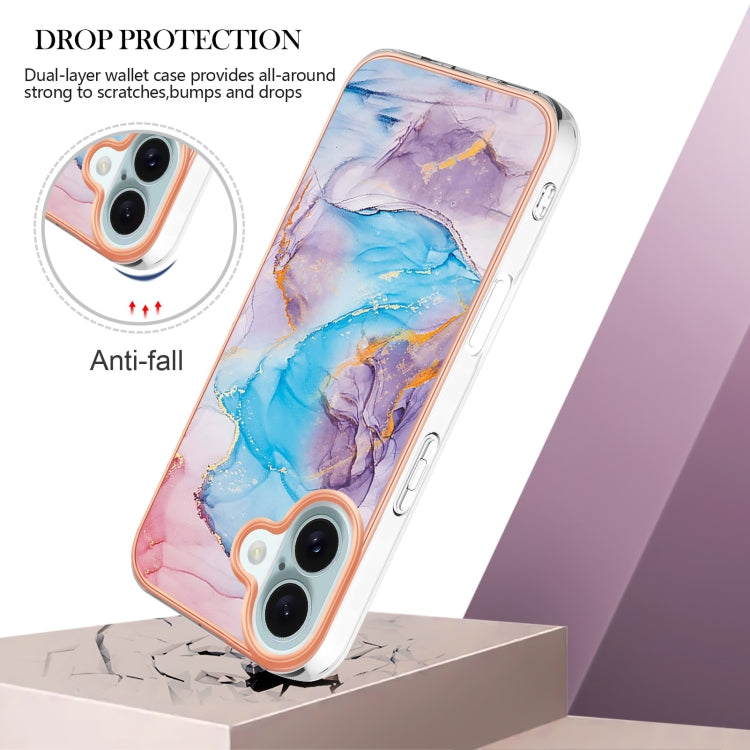 For iPhone 16 Electroplating Pattern IMD TPU Shockproof Case(Milky Way Blue Marble) - iPhone 16 Cases by buy2fix | Online Shopping UK | buy2fix