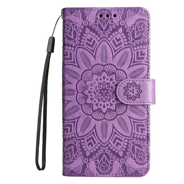 For Samsung Galaxy S24 Ultra Embossed Sunflower Leather Phone Case(Purple) - Galaxy S24 Ultra 5G Cases by buy2fix | Online Shopping UK | buy2fix