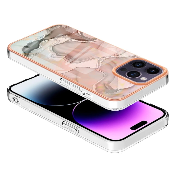 For iPhone 16 Pro Max Electroplating Marble Dual-side IMD Phone Case(Rose Gold 015) - iPhone 16 Pro Max Cases by buy2fix | Online Shopping UK | buy2fix