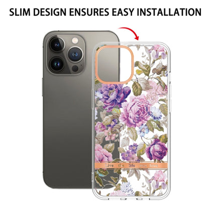 For iPhone 16 Pro Flowers and Plants Series IMD TPU Phone Case(Purple Peony) - iPhone 16 Pro Cases by buy2fix | Online Shopping UK | buy2fix