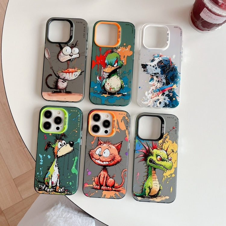 For iPhone 16 Plus Animal Pattern Oil Painting Series PC + TPU Phone Case(Eating Rat) - iPhone 16 Plus Cases by buy2fix | Online Shopping UK | buy2fix