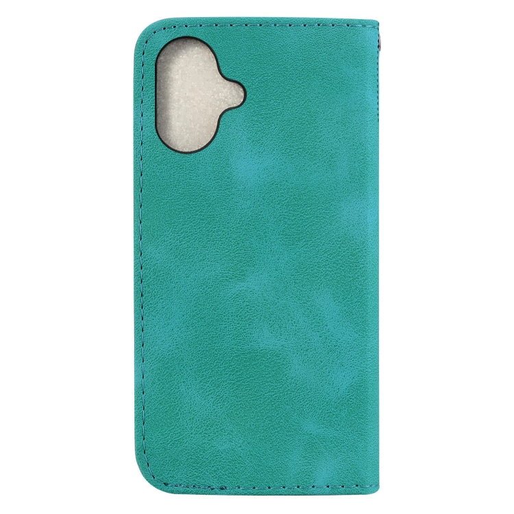 For iPhone 16 Plus Seven-shaped Embossed Leather Phone Case(Green) - iPhone 16 Plus Cases by buy2fix | Online Shopping UK | buy2fix