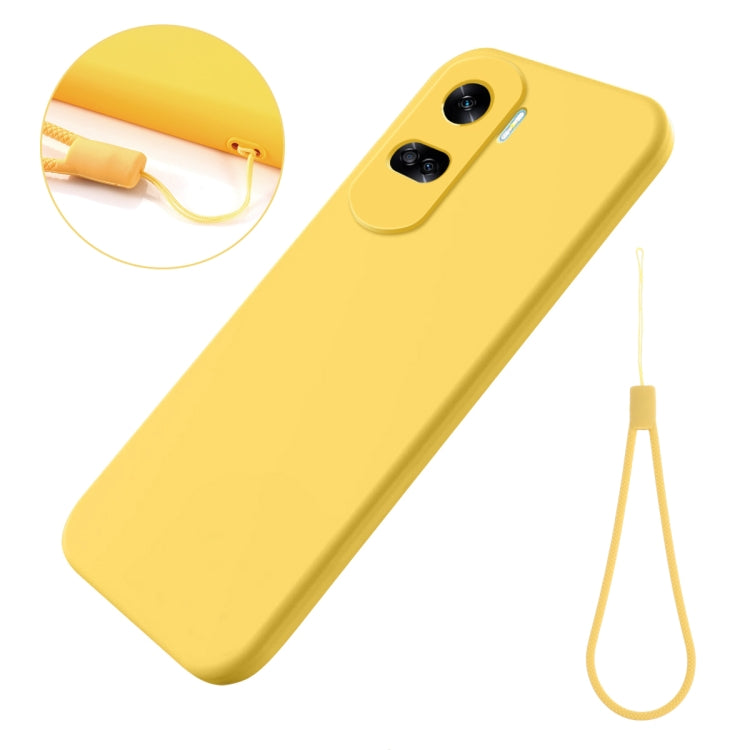 For Honor 90 Lite / X50i Pure Color Liquid Silicone Shockproof Phone Case(Yellow) - Honor Cases by buy2fix | Online Shopping UK | buy2fix