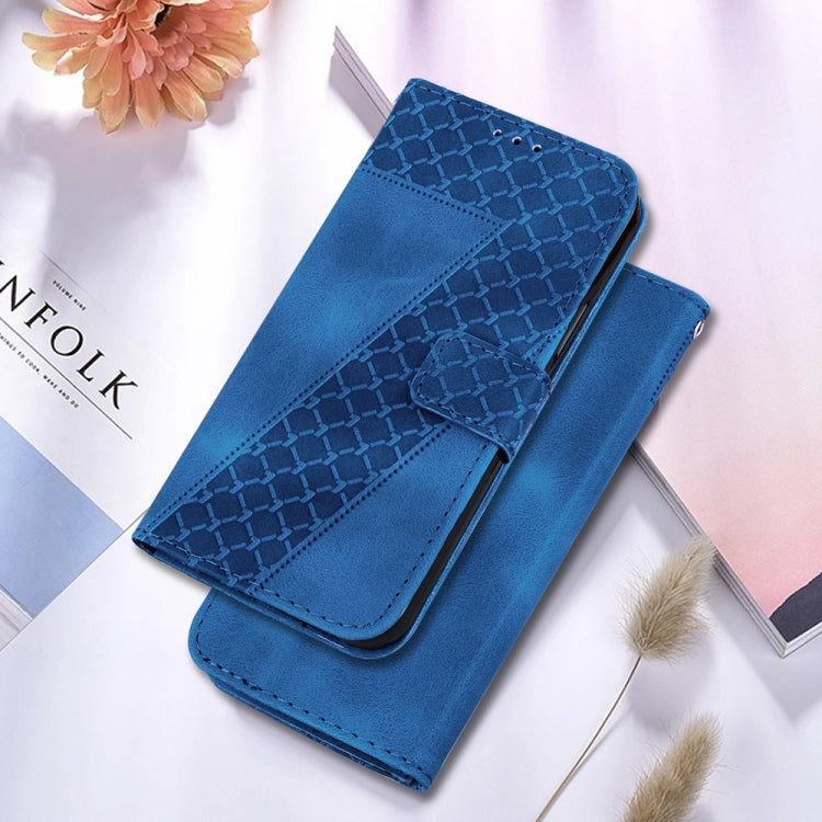 For OnePlus 13 Seven-shaped Embossed Leather Phone Case(Blue) - OnePlus Cases by buy2fix | Online Shopping UK | buy2fix