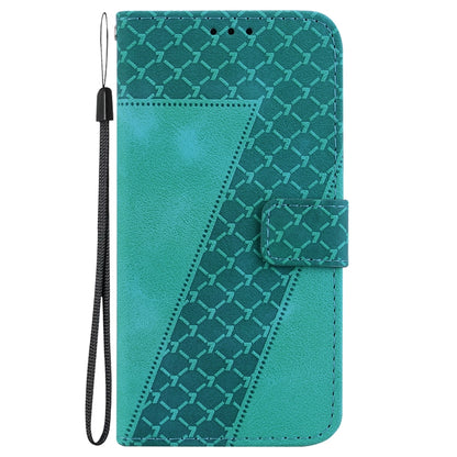 For Google Pixel 9 Pro 7-shaped Embossed Leather Phone Case(Green) - Google Cases by buy2fix | Online Shopping UK | buy2fix