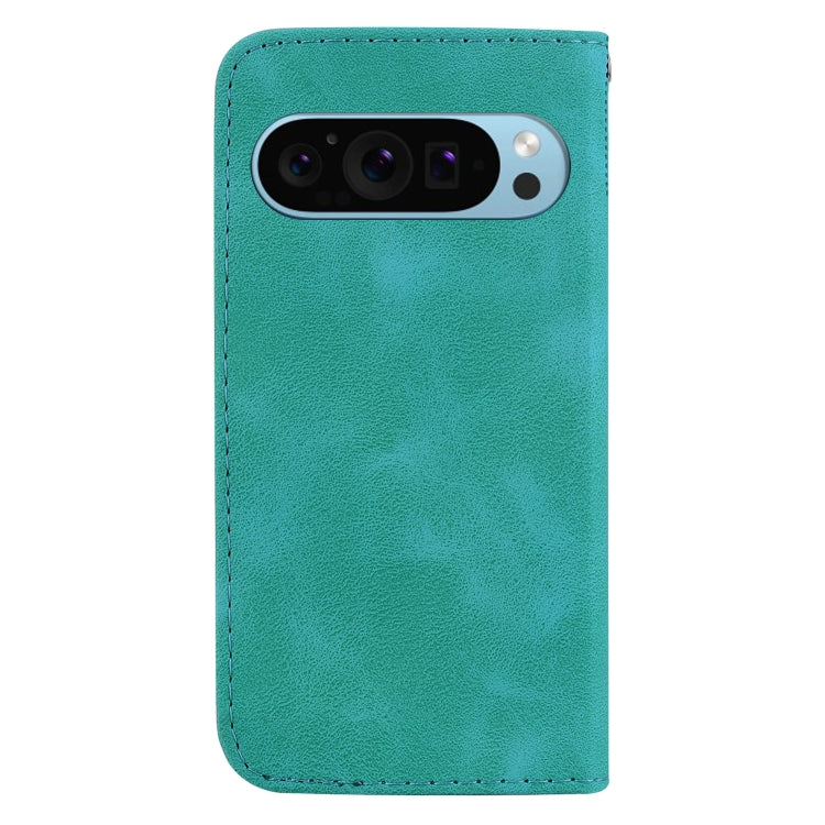 For Google Pixel 9 7-shaped Embossed Leather Phone Case(Green) - Google Cases by buy2fix | Online Shopping UK | buy2fix