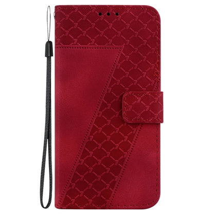 For Google Pixel 9 7-shaped Embossed Leather Phone Case(Red) - Google Cases by buy2fix | Online Shopping UK | buy2fix