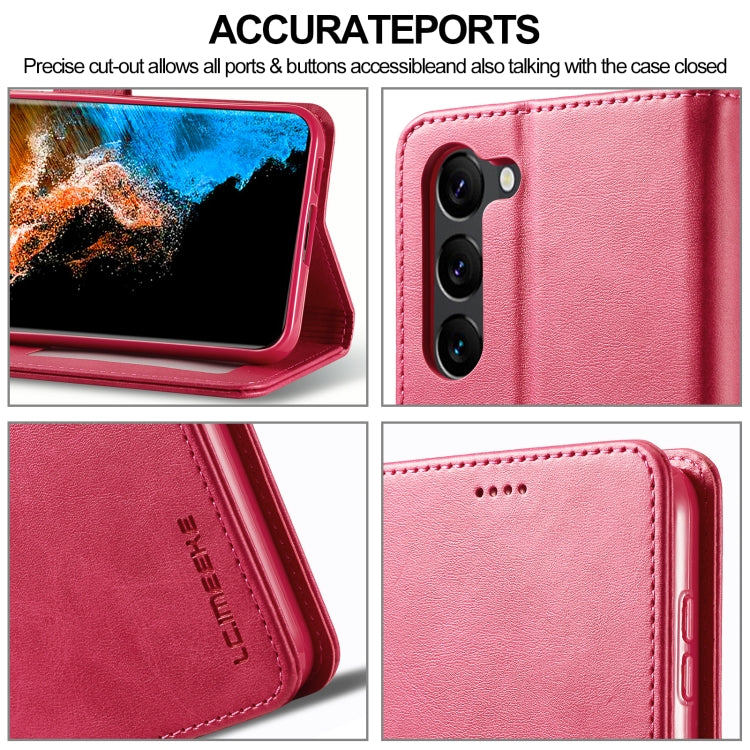 For Samsung Galaxy S24+ 5G LC.IMEEKE Calf Texture Leather Phone Case(Red) - Galaxy S24+ 5G Cases by LC.IMEEKE | Online Shopping UK | buy2fix