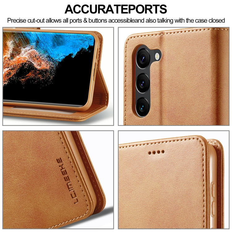 For Samsung Galaxy S24+ 5G LC.IMEEKE Calf Texture Leather Phone Case(Brown) - Galaxy S24+ 5G Cases by LC.IMEEKE | Online Shopping UK | buy2fix