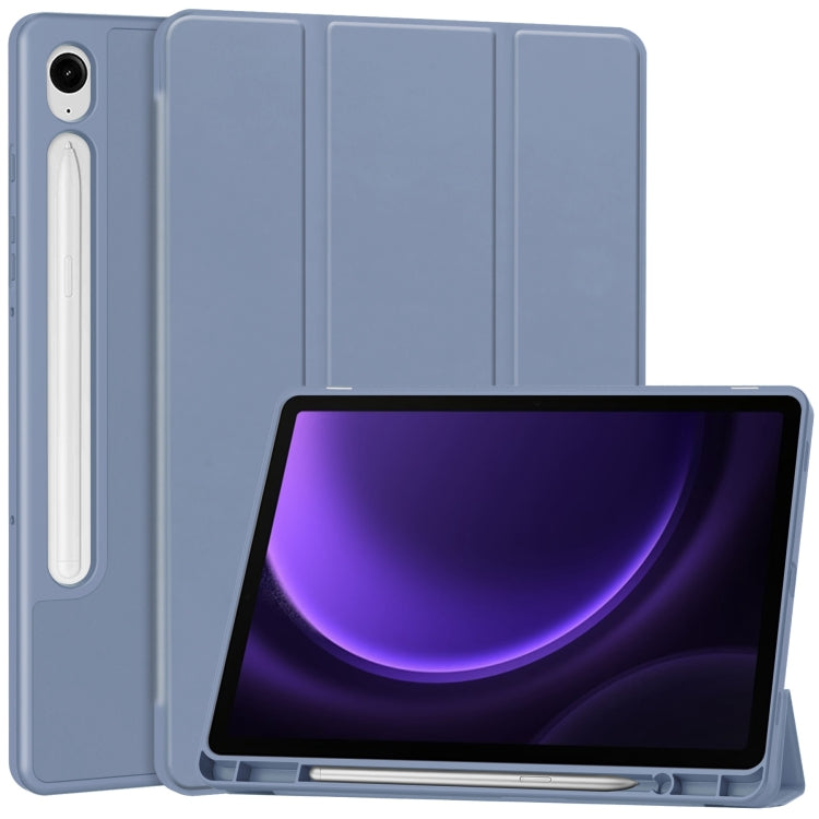 For Samsung Galaxy Tab S9 FE 3-Fold Pure Color TPU Smart Leather Tablet Case with Pen Slot(Lavender) - Galaxy Tab S9 FE by buy2fix | Online Shopping UK | buy2fix