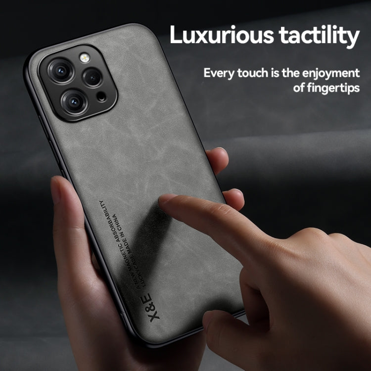 For Xiaomi Redmi K70E Skin Feel Magnetic Leather Back Phone Case(Dark Grey) - K70E Cases by buy2fix | Online Shopping UK | buy2fix