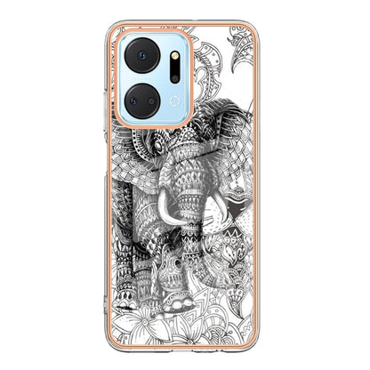 For Honor X7a Electroplating Marble Dual-side IMD Phone Case(Totem Elephant) - Honor Cases by buy2fix | Online Shopping UK | buy2fix