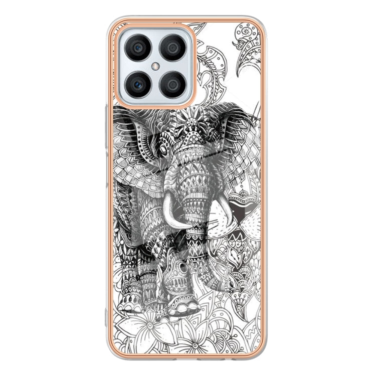 For Honor X8 4G Electroplating Marble Dual-side IMD Phone Case(Totem Elephant) - Honor Cases by buy2fix | Online Shopping UK | buy2fix