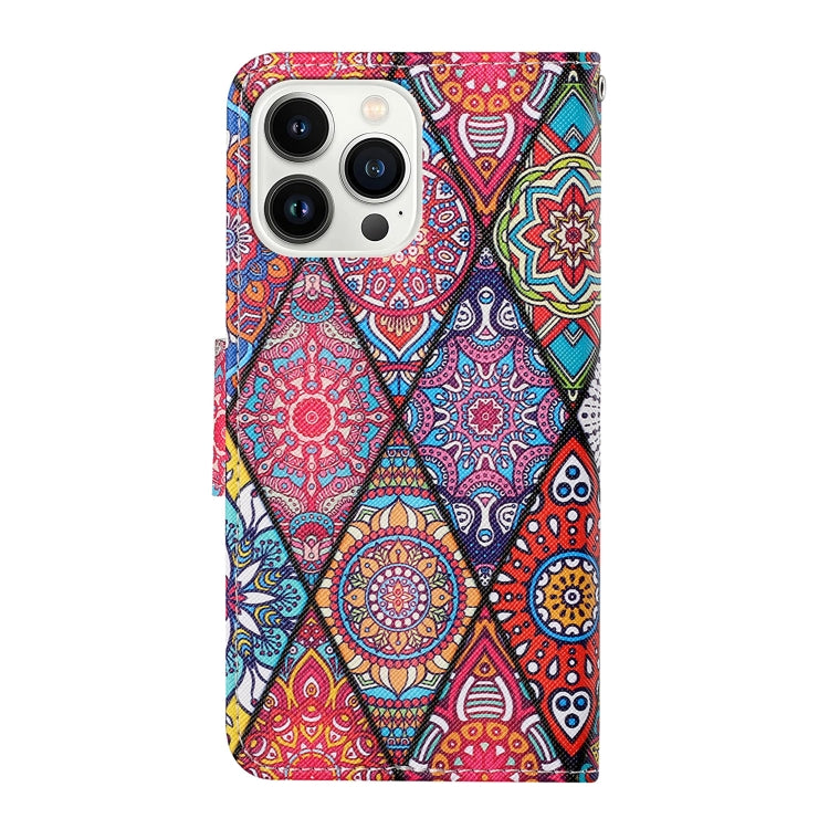 For iPhone 16 Pro Max 3D Colored Drawing Flip Leather Phone Case(Rhombus Totem) - iPhone 16 Pro Max Cases by buy2fix | Online Shopping UK | buy2fix