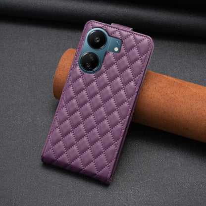 For Xiaomi Redmi 13C Diamond Lattice Vertical Flip Leather Phone Case(Dark Purple) - 13C Cases by buy2fix | Online Shopping UK | buy2fix