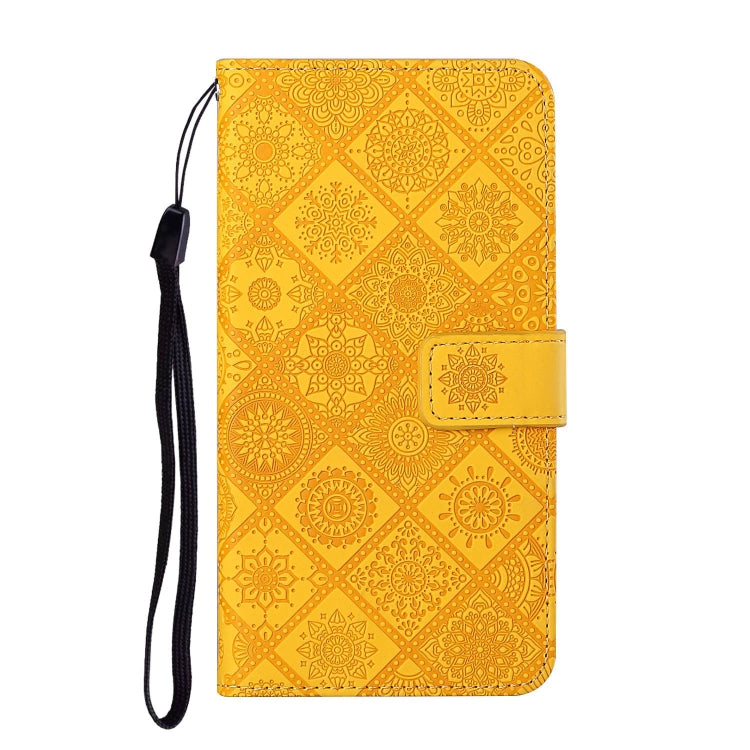 For iPhone 16 Pro Max Ethnic Style Embossed Pattern Leather Phone Case(Yellow) - iPhone 16 Pro Max Cases by buy2fix | Online Shopping UK | buy2fix