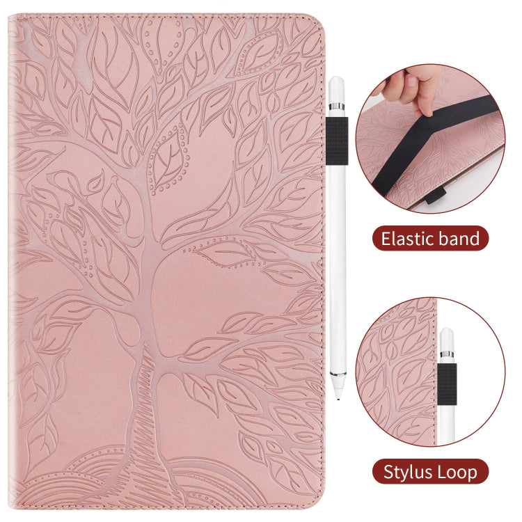 For Samsung Galaxy Tab S9 / S8 / S7 Life Tree Series Horizontal Flip Leather Tablet Case(Rose Gold) - Galaxy Tab S8 Cases by buy2fix | Online Shopping UK | buy2fix