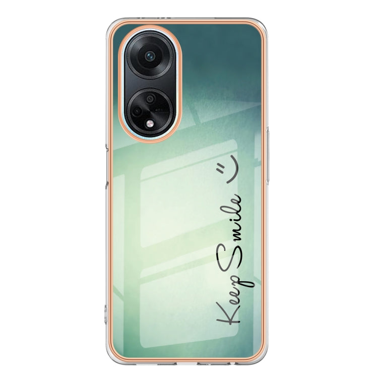 For OPPO A98 Electroplating Marble Dual-side IMD Phone Case(Smile) - OPPO Cases by buy2fix | Online Shopping UK | buy2fix