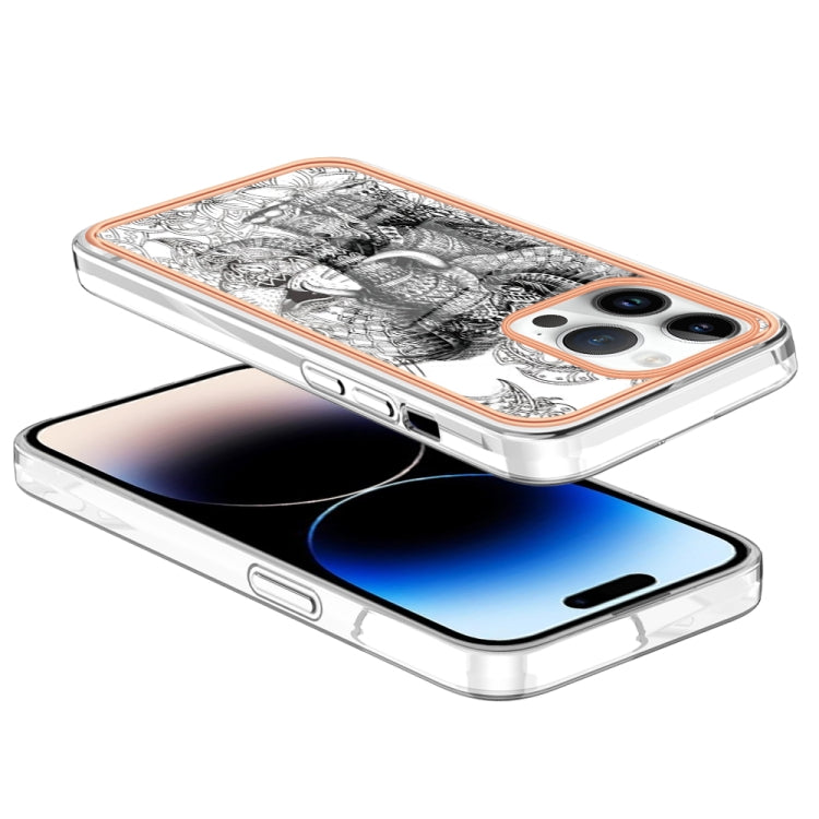 For iPhone 16 Pro Max Electroplating Marble Dual-side IMD Phone Case(Totem Elephant) - iPhone 16 Pro Max Cases by buy2fix | Online Shopping UK | buy2fix