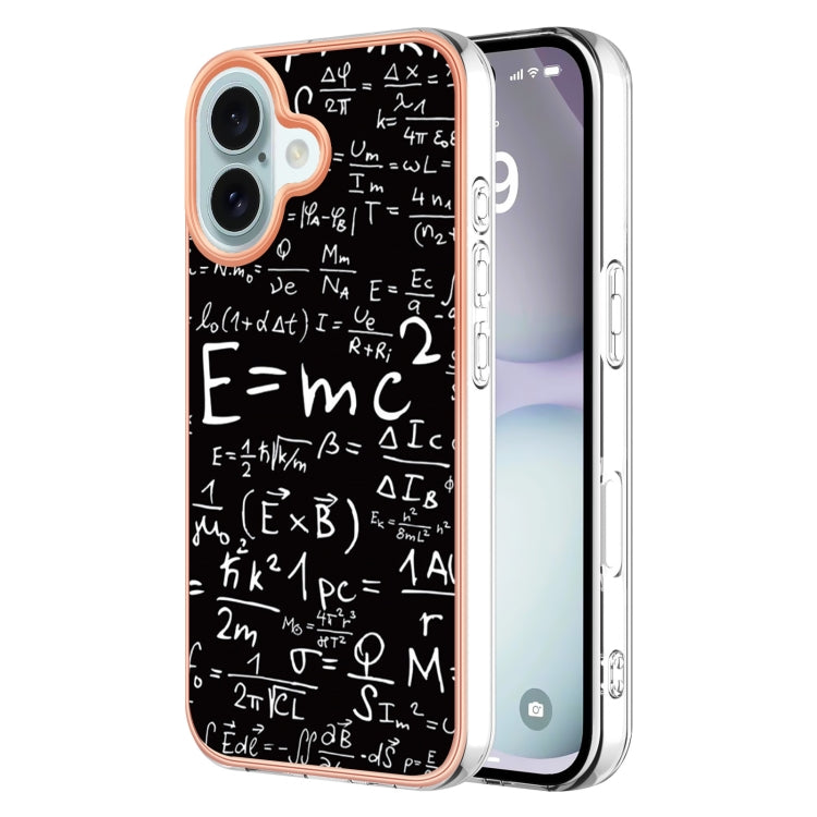 For iPhone 16 Plus Electroplating Marble Dual-side IMD Phone Case(Equation) - iPhone 16 Plus Cases by buy2fix | Online Shopping UK | buy2fix