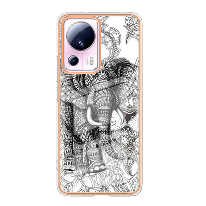 For Xiaomi 13 Lite 5G Electroplating Marble Dual-side IMD Phone Case(Totem Elephant) - 13 Lite Cases by buy2fix | Online Shopping UK | buy2fix