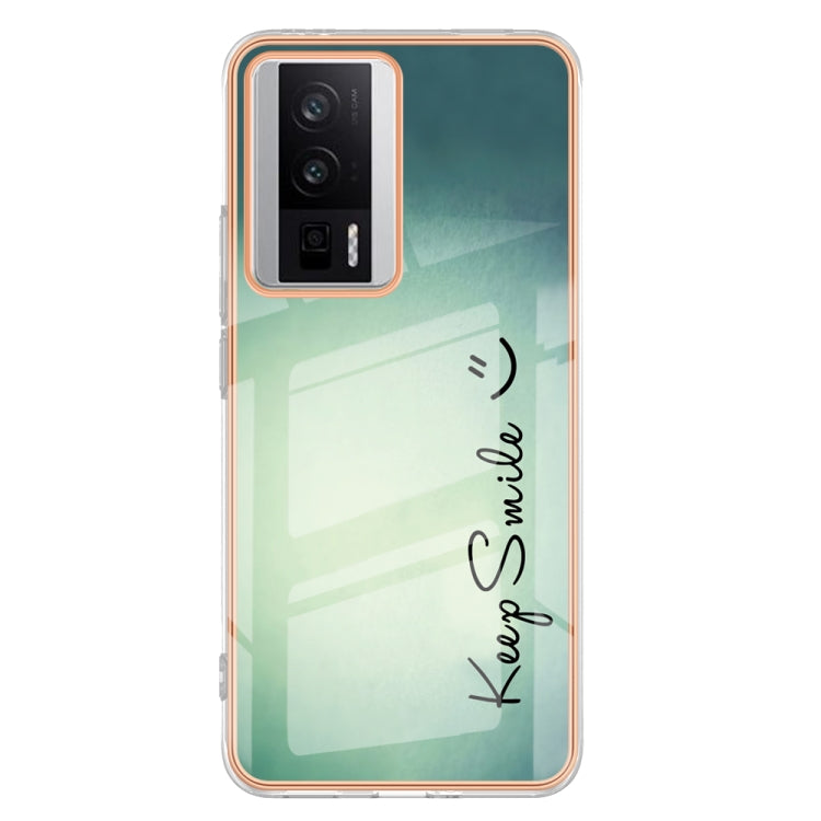 For Xiaomi Poco F5 Pro 5G / Redmi K60 Electroplating Marble Dual-side IMD Phone Case(Smile) - Xiaomi Cases by buy2fix | Online Shopping UK | buy2fix