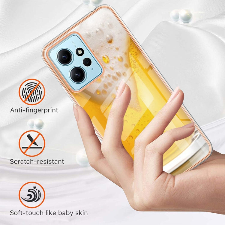 For Xiaomi Redmi Note 12 4G Electroplating Marble Dual-side IMD Phone Case(Draft Beer) - Xiaomi Cases by buy2fix | Online Shopping UK | buy2fix