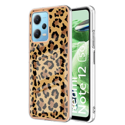 For Xiaomi Redmi Note 12 5G Global Electroplating Marble Dual-side IMD Phone Case(Leopard Print) - Xiaomi Cases by buy2fix | Online Shopping UK | buy2fix