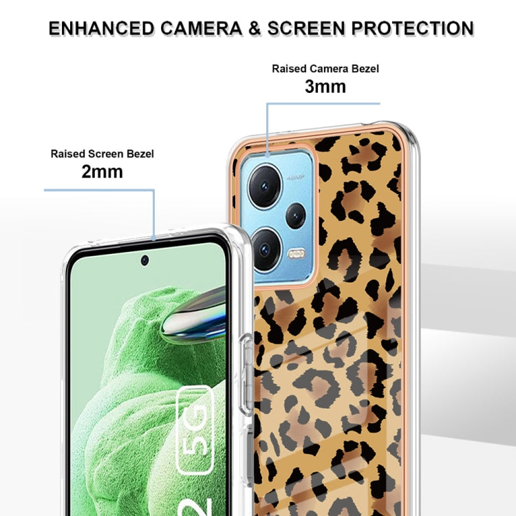 For Xiaomi Redmi Note 12 5G Global Electroplating Marble Dual-side IMD Phone Case(Leopard Print) - Xiaomi Cases by buy2fix | Online Shopping UK | buy2fix